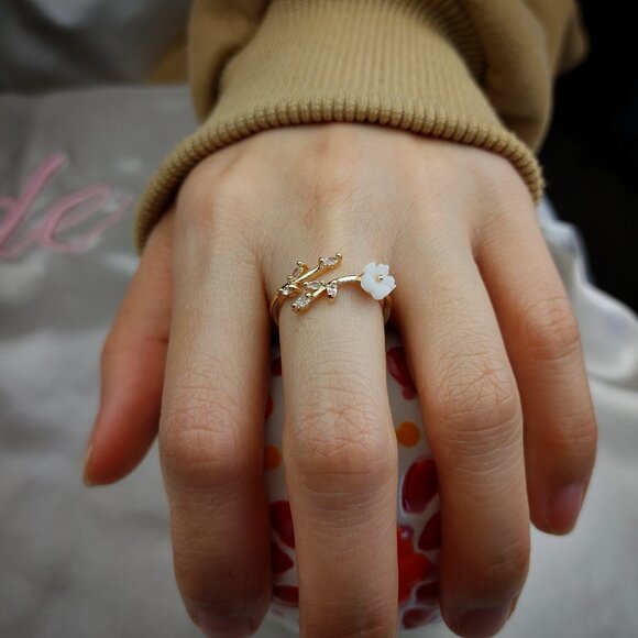 White Jasmine Crystal Ring - Picture 2 of 4